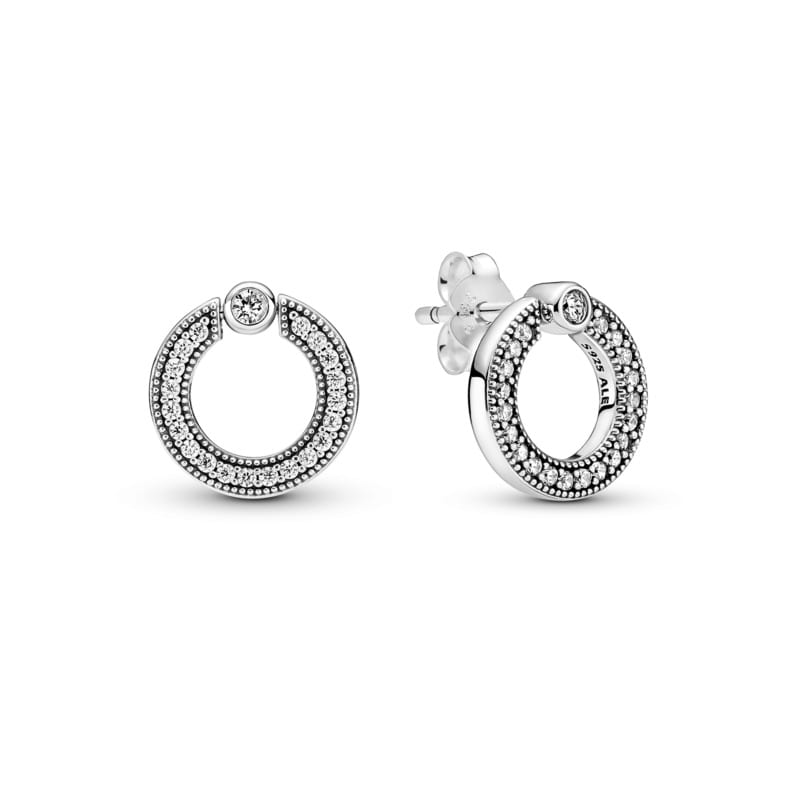 Pavé Logo Circle Reversible Stud Earrings