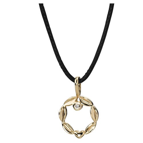 14K Golden Circle Necklace with Diamond