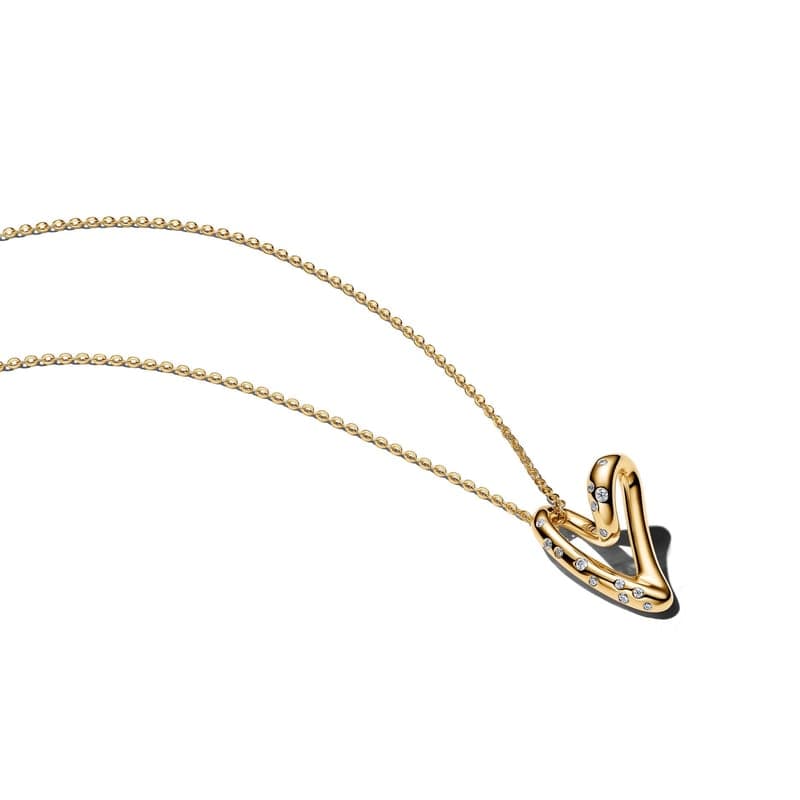 Pandora Organically Shaped Stone-Set Heart Pendant Necklace 364669C01 364669C0160 — photo 1 of 1