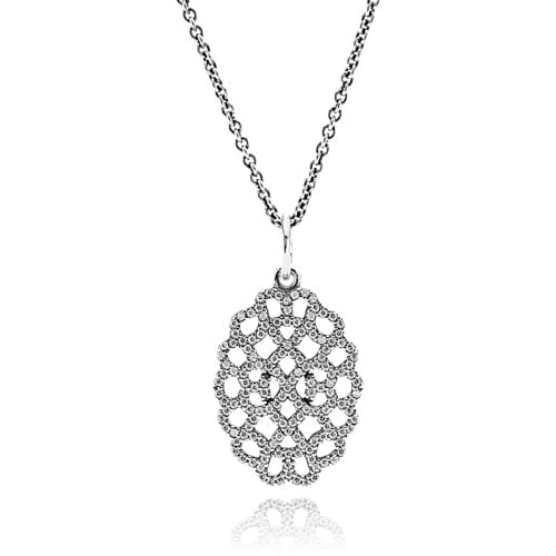 Shimmering Lace Pendant with Chain