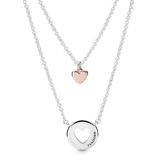 Pandora Rose Layered Heart Necklace
