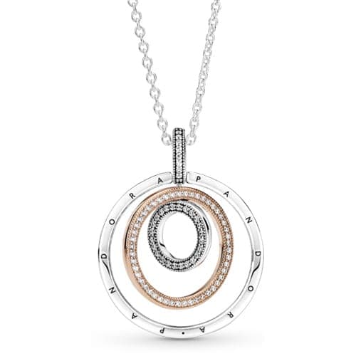 Pandora Two Tone Circles Pendant & Necklace 389483C01 389483 — photo 1 of 1