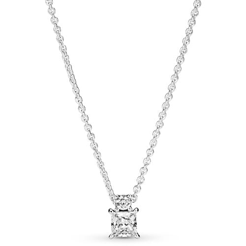Sparkling Collier Round & Square Pendant Necklace