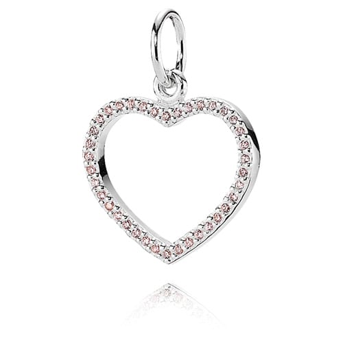 Large Silver Heart Pendant with Pink Zirconia