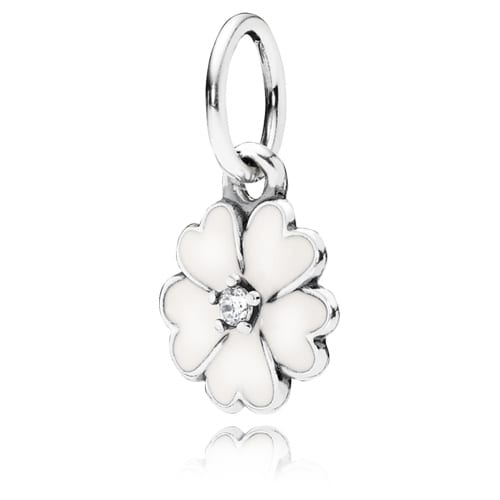 Primrose Pendant with White Enamel