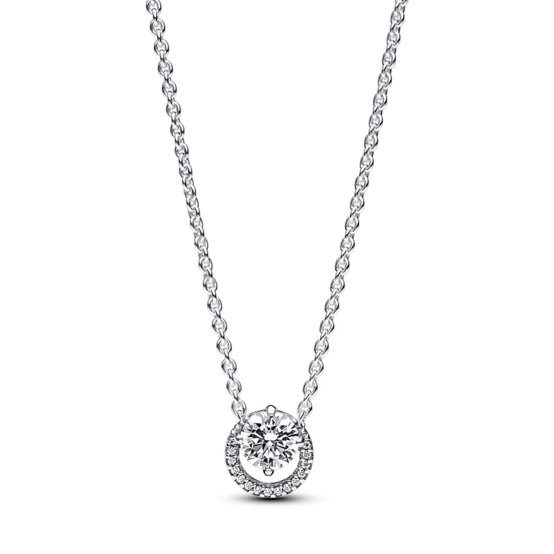 Sparkling Round Halo Necklace