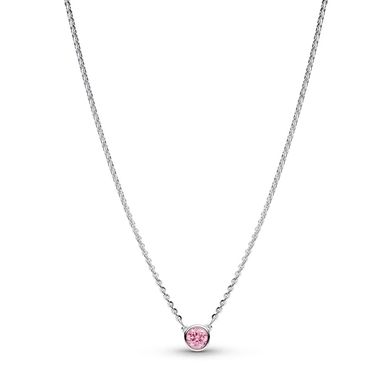 Pandora Era Bezel Sterling Silver Pink Lab-grown Diamond Pendant Necklace