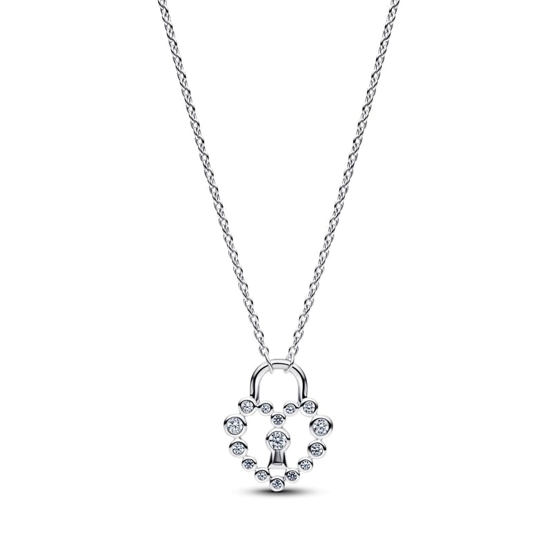 Sparkling Heart Padlock Pendant Necklace