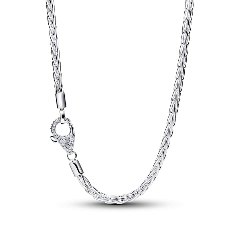 Pandora Pavé Clasp Foxtail Chain Charm Necklace 394463C01 394463C0145 — photo 1 of 1