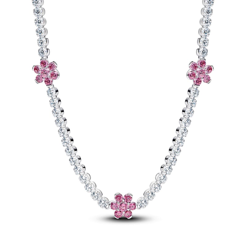 Pink Flower Tennis Necklace