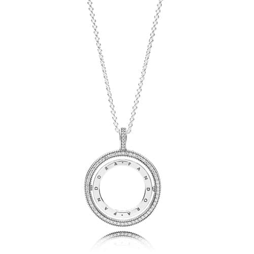 Pandora Spinning Hearts of Pandora Logo Necklace 397410CZ 397410C — Foto 1 von 1