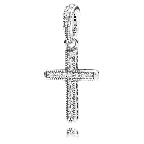 Classic Cross Pendant, Clear CZ