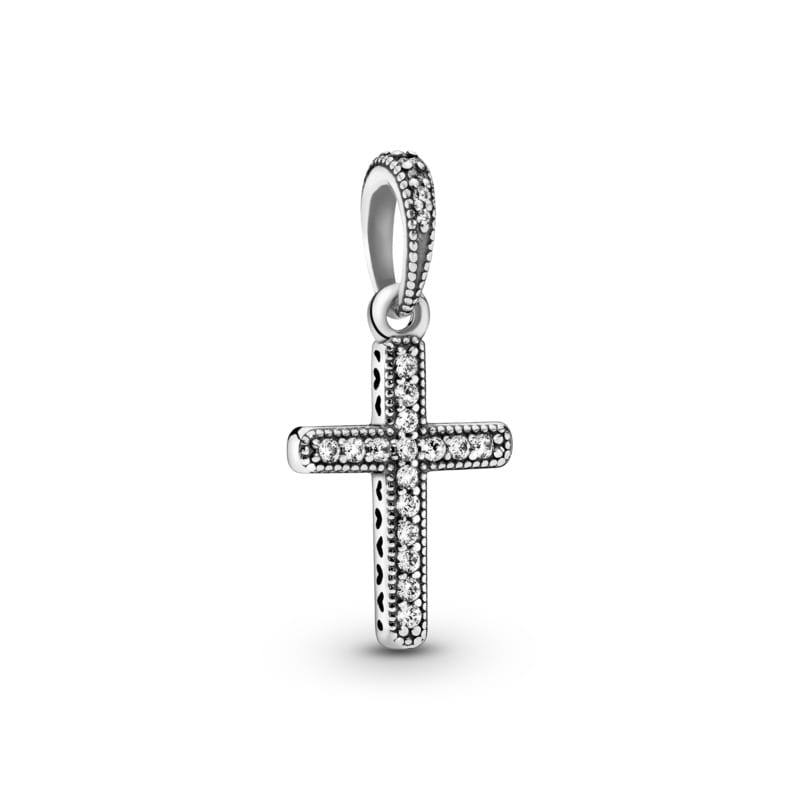 Classic Cross Pendant, Clear CZ
