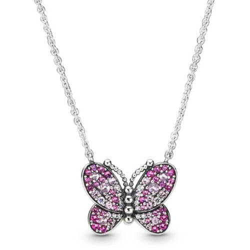 Dazzling Pink Butterfly Necklace