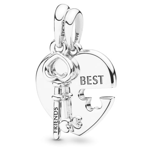 Best Friends Heart and Key Pendant