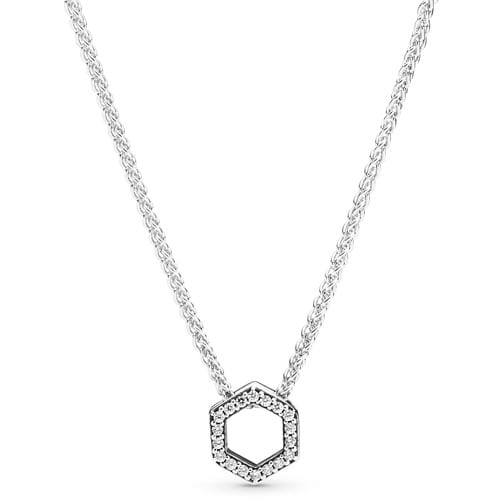 Sparkling Honeycomb Hexagon Collier Necklace