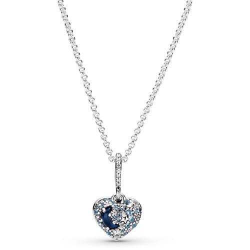 Blue Moon & Stars Heart Necklace