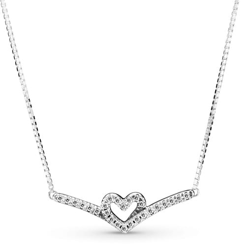 WishSparkling Wishbone Heart Necklace