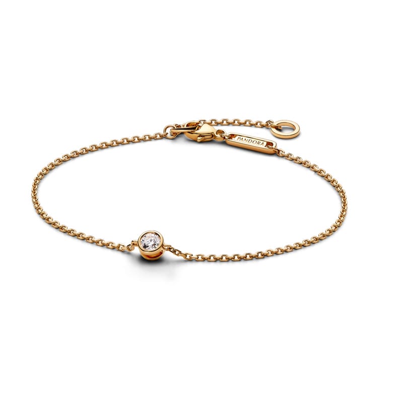 Bezel 14k Gold Lab-grown Diamond Chain Bracelet
