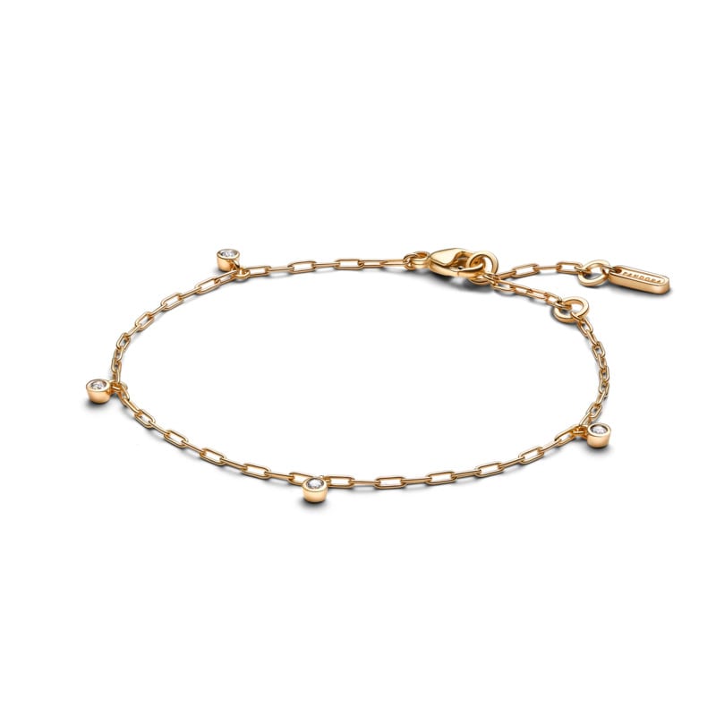 Pandora Era Bezel Lab-Grown Diamond Dangle Paperclip Chain Bracelet
