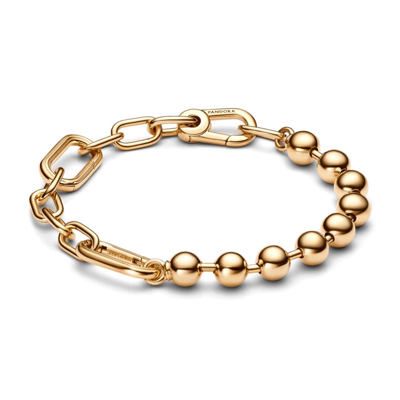 Metal Bead & Link Chain Bracelet