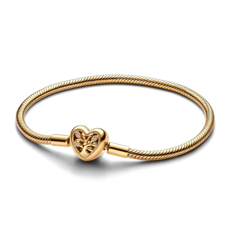 Pandora Family Tree Heart Clasp Snake Chain Bracelet 563516C01 563516 — Foto 1 von 1