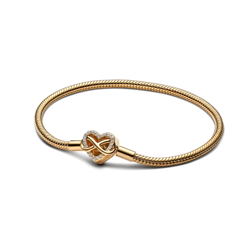 Sparkling Infinity Heart Clasp Snake Chain Bracelet