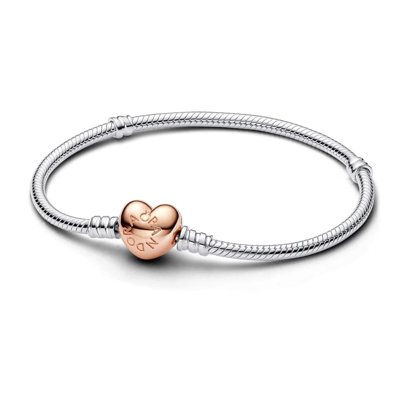 Pandora Sterling Silver Bracelet with Pandora Rose™ Heart Clasp 580719 — Foto 1 von 1
