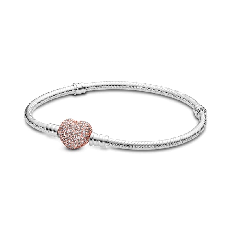 Pandora Moments Pavé Heart Clasp Snake Chain Bracelet 586292CZ 586292 — Foto 1 von 1