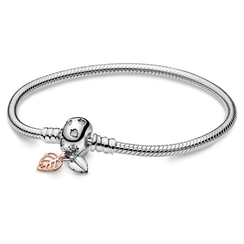 Sterling Silver Bracelet with Leaves Clasp