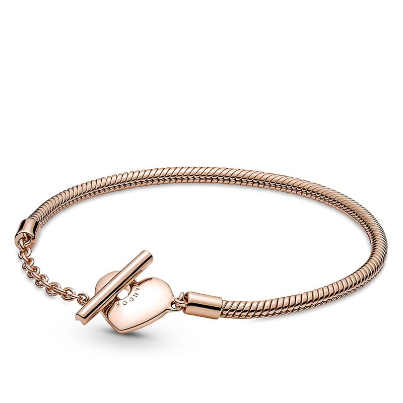 Heart T-Bar Snake Chain Bracelet