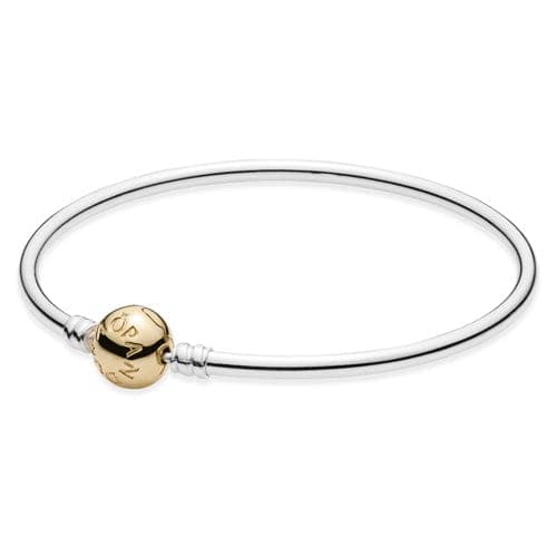 Pandora Sterling Silver Bangle Bracelet with 14K Gold Pandora Clasp 59071867IN17CM — foto 1 di 1