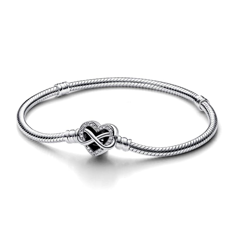 Pandora Moments Sparkling Infinity Heart Clasp Snake Chain Bracelet 592645C01 592645 — Foto 1 von 2