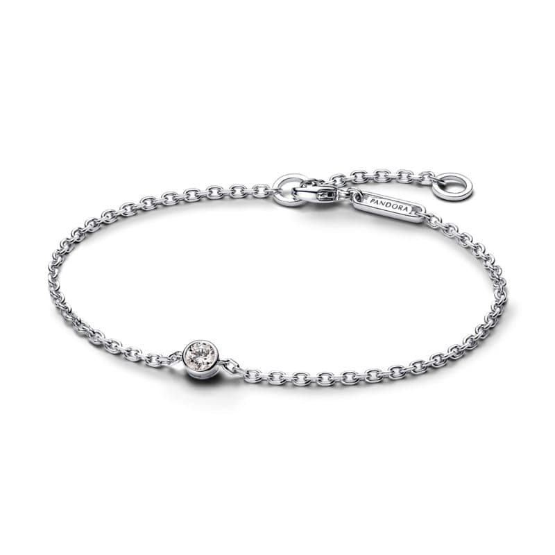 Pandora Era Bezel Sterling Silver Lab-grown Diamond Chain Bracelet 592847C01 592847 — Foto 1 von 1