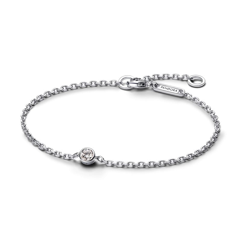 Pandora Era Bezel Sterling Silver Lab-grown Diamond Chain Bracelet
