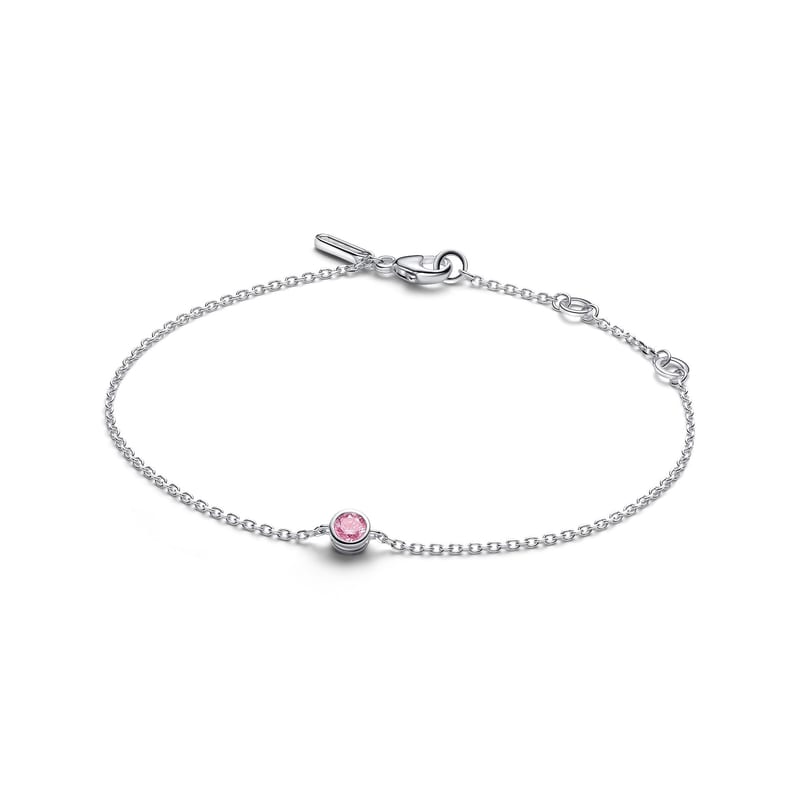 Pandora Era Bezel Sterling Silver Pink Lab-grown Diamond Chain Bracelet