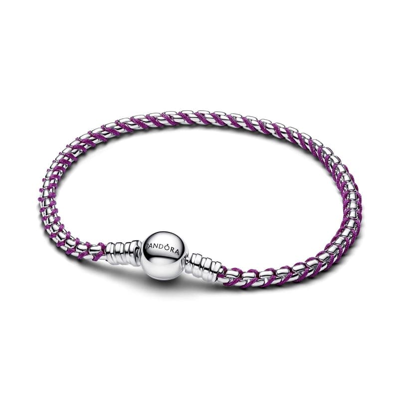 Pandora Purple Cord Box Chain Bracelet 593816C03 593816C0316 — Foto 1 von 1