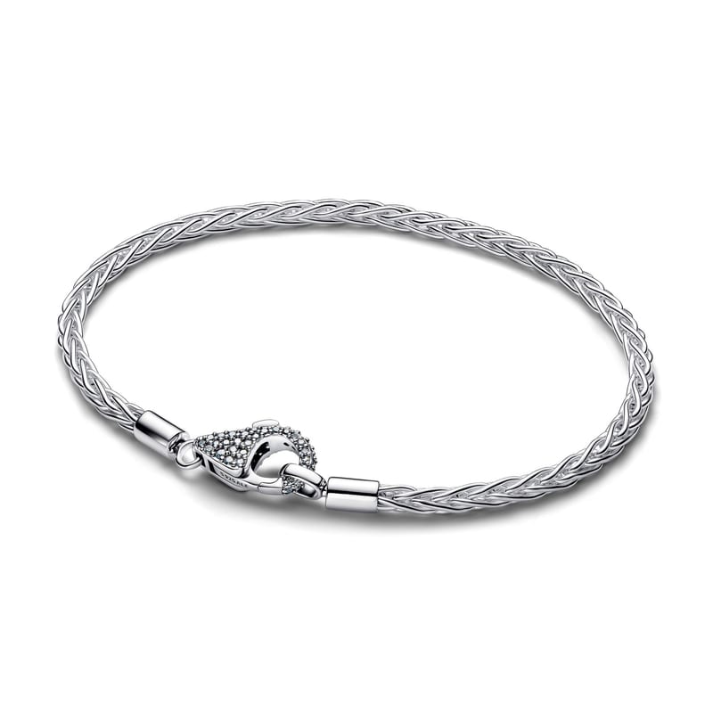 Pavé Clasp Foxtail Chain Charm Bracelet