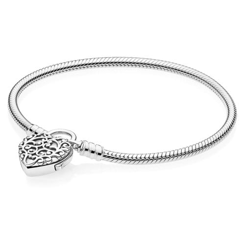 Smooth Pandora Bracelet with Regal Heart Clasp