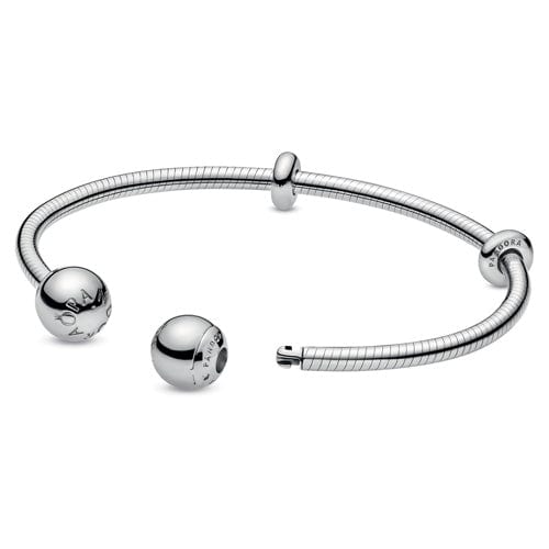Sterling Silver Snake Chain Style Open Bangle