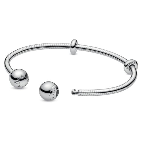 Sterling Silver Snake Chain Style Open Bangle