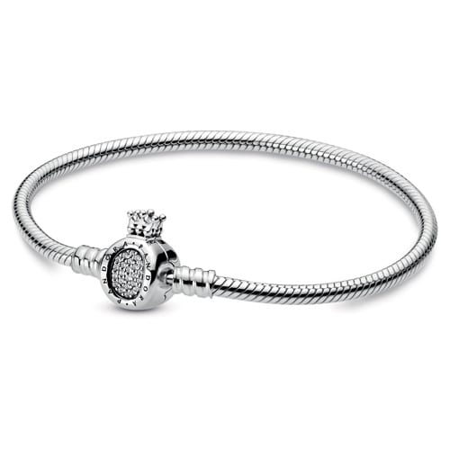 Sterling Silver Bracelet with O Crown Clasp