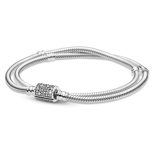 Double Wrap Barrel Clasp Snake Chain Bracelet