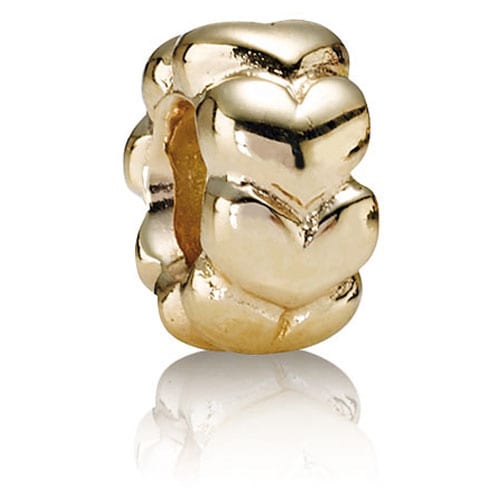 14K Gold Big Hearts Charm