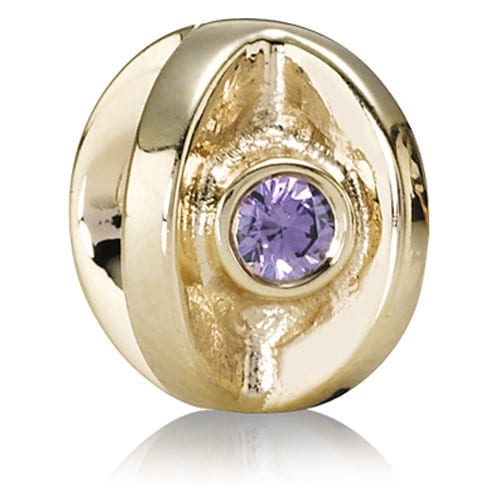 14K Gold Eye with Amethyst CZ Charm