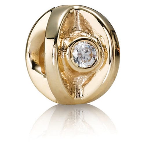 14K Gold Eye with Clear CZ Charm