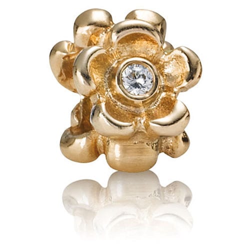 14K Gold Flower with Diamond Charm