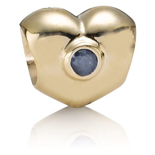 14K Gold Heart with Sapphire Charm