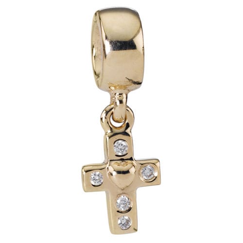 14K Gold Cross with Diamonds Charm
