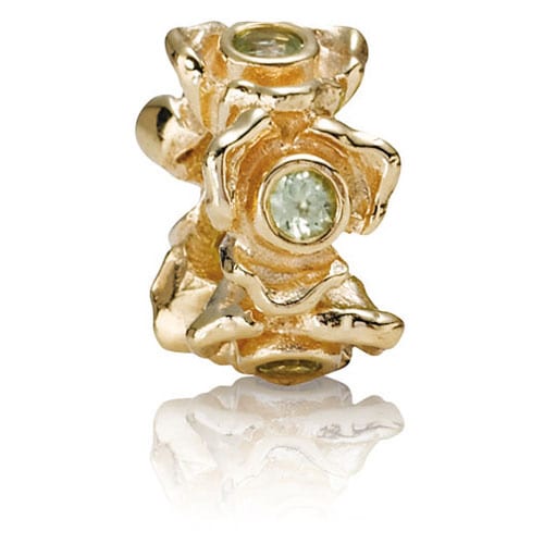 14K Gold Peridot Rose Charm